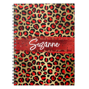 Caderno Espiral Pincéis-pincéis de folhas Douradas e pretas