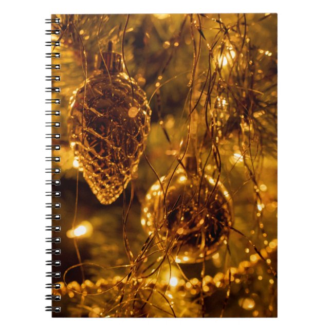 Caderno Espiral Pine Cone Dourado de Natal (Frente)