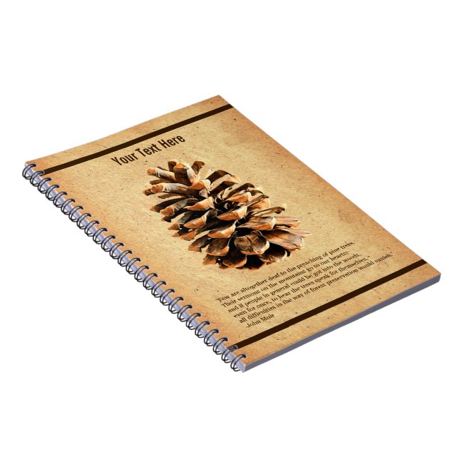 Caderno Espiral Pine Cone E John Muir Citação (Lado Direito)
