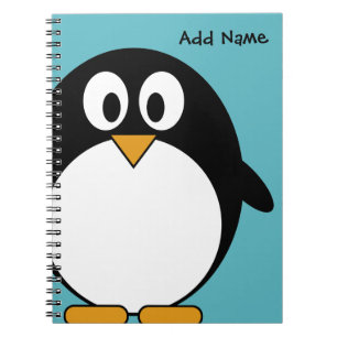 Caderno Espiral Pinguim bonito dos desenhos animados