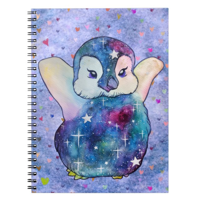 Caderno Espiral Pinguim chamado Botão (Frente)
