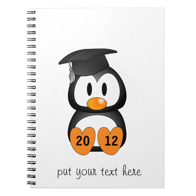 Caderno Espiral Pinguim de Graduação Personalizável (Frente)