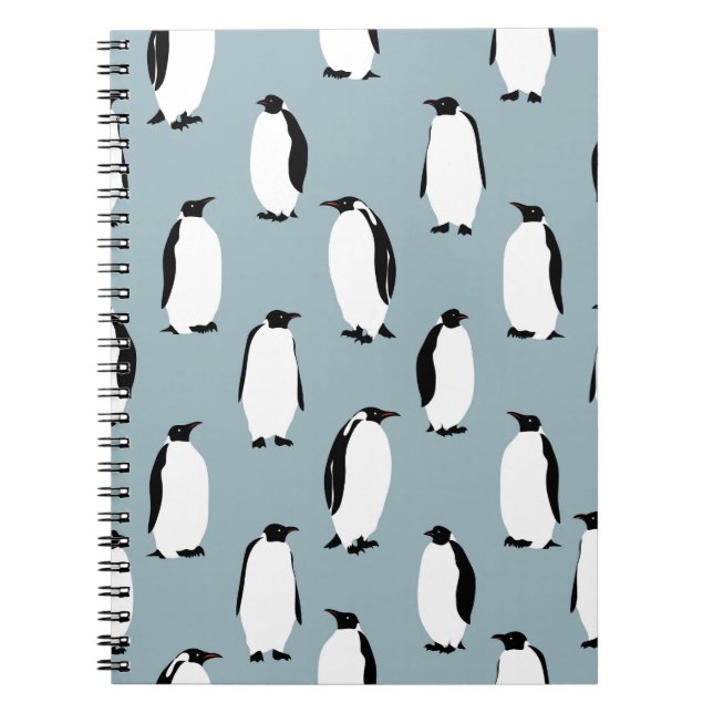 Caderno Espiral Pinguim Pássaro Pinto Prato Padrão (Frente)