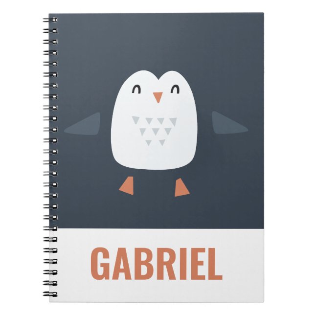 Caderno Espiral pinguim personalizado infantil festivo engraçado f (Frente)
