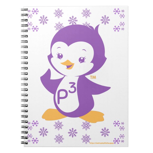 Caderno Espiral Pinguim Púrpura da Peppy (Frente)