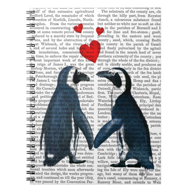 Caderno Espiral Pinguins Com Corações De Amor (Frente)