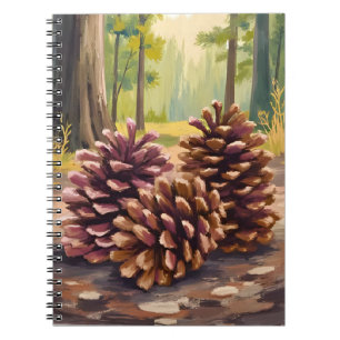 Caderno Espiral Pinhas Floresta de Outono em Aquarela