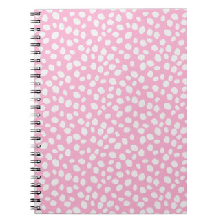 Caderno Espiral Pink and white spotty pattern notebook