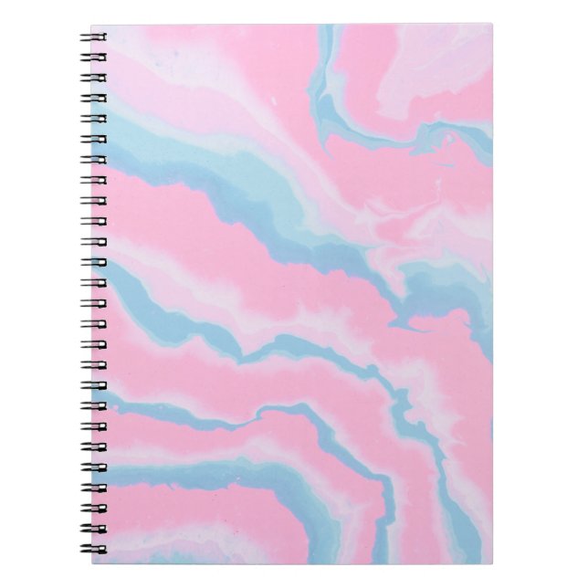 CADERNO ESPIRAL PINK AZUL E ABSTRATO BRANCA (Frente)