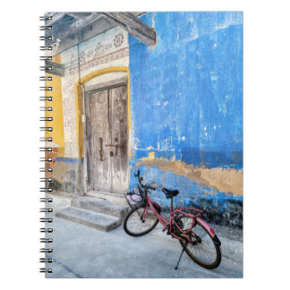 Caderno Espiral PINK BIKE on BLUE WALL in ÍNDIA NOTEBOOK