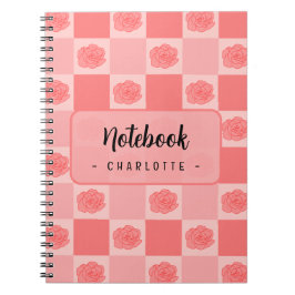Caderno Espiral Pink Checkered Floral