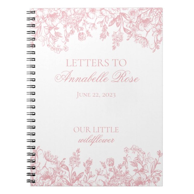 Caderno Espiral Pink Chinoiserie Floral Letters to Birthday Girl (Frente)