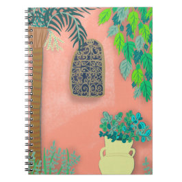 Caderno Espiral Pink Garden Wall Palm Tree Marrocos