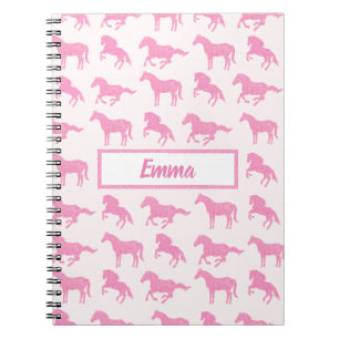 Caderno Espiral Pink Glitter Horse Padrão Pequena Nome