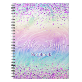 Caderno Espiral Pink Glitter Pastel Custom