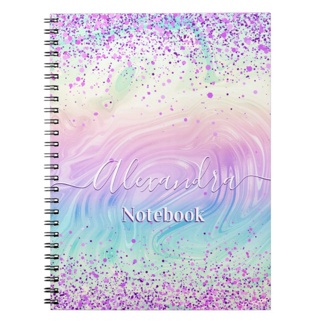 Caderno Espiral Pink Glitter Pastel Custom  (Frente)