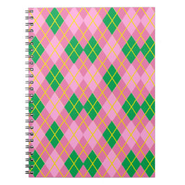 Caderno Espiral Pink & Green Argyle
