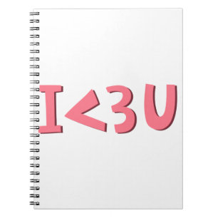 Caderno Espiral Pink I love you typography design element