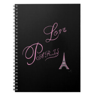 Caderno Espiral Pink-Love-Paris-Eiffel-Tower-Unique