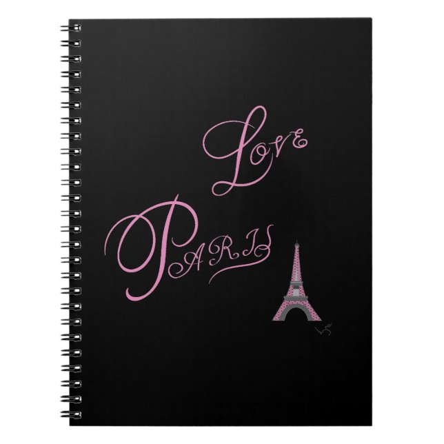 Caderno Espiral Pink-Love-Paris-Eiffel-Tower-Unique (Frente)