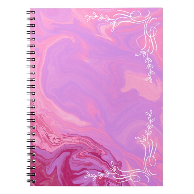 Caderno Espiral Pink Marble Aesthetic Notebook (Frente)
