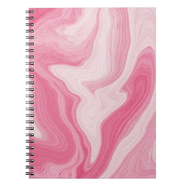 Caderno Espiral Pink Marble Swirl Pattern – Aesthetic Abstract  (Frente)