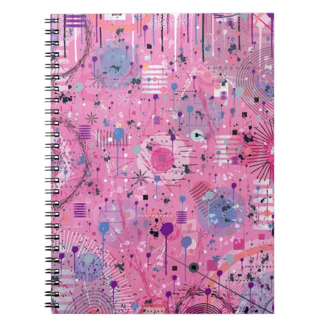 Caderno Espiral Pink Maximalist Abstract Art  (Frente)