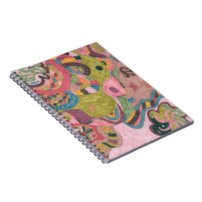Caderno Espiral "Pink Mood" Abstrato Art (Lado Direito)