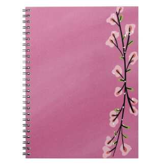 Caderno Espiral Pink Notebook with Floral Accent – Cute Aesthetic