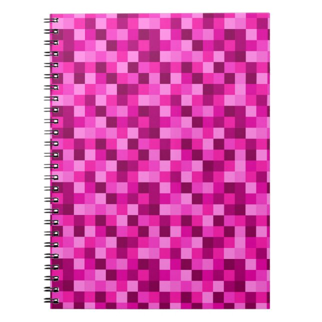 Caderno Espiral Pink Pixels Cover Notebook  Gamer Pattern Journal (Frente)