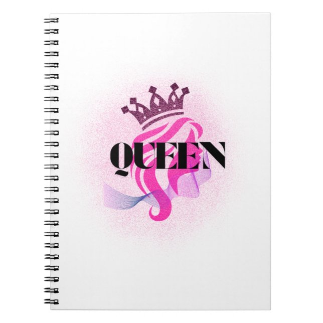 Caderno Espiral Pink Queen Crown Design – Confident Feminine Power (Frente)