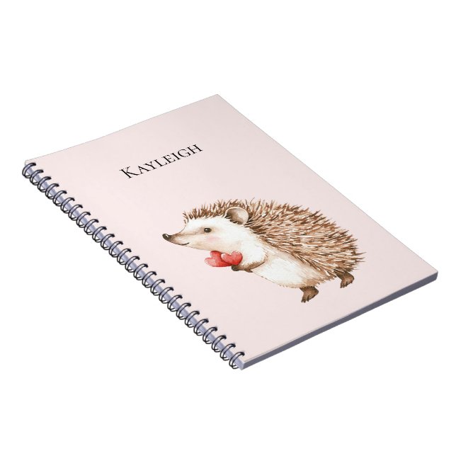 Caderno Espiral Pink Red Hearts Hedgehog (Lado Direito)