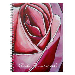 Caderno Espiral Pink Rose macro flower watercolor abstract art