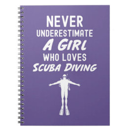 Caderno Espiral Pink Scuba Diving Gifts For Girls Diver Snorkeling
