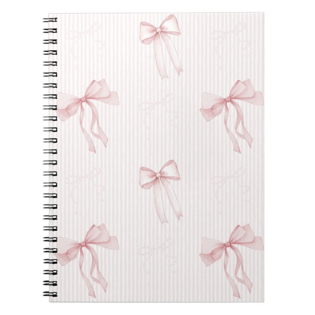 Caderno Espiral Pink Stripes Bows (Frente)