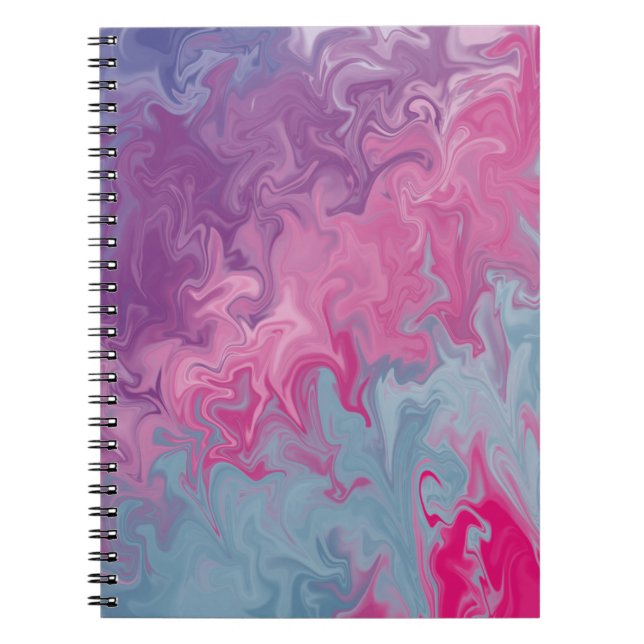 Caderno Espiral Pink & Teal Liquid Marble Abstract Pattern (Frente)