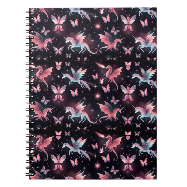 Caderno Espiral Pink Unicorn Dragon Mix (Frente)