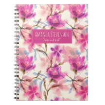 Pink watercolor standard floral notebook