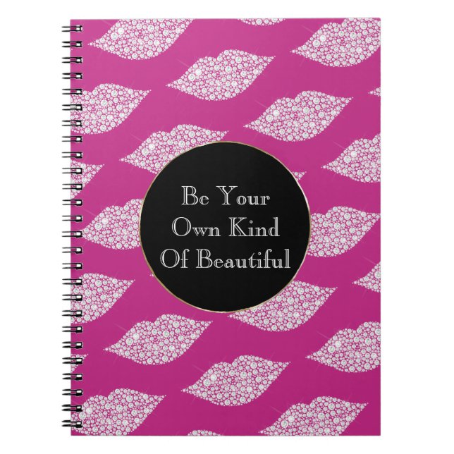Caderno Espiral Pink White Diamond Lips (Frente)