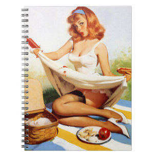 Caderno Espiral Pino Picnic travado do Vintage