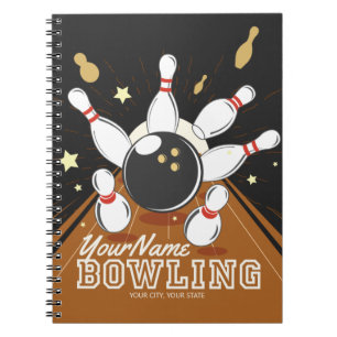 Caderno Espiral Pinos de Bola de Boliches de Greve de Bowler Perso