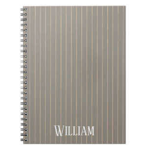 Caderno Espiral Pinstripes bege personalizado