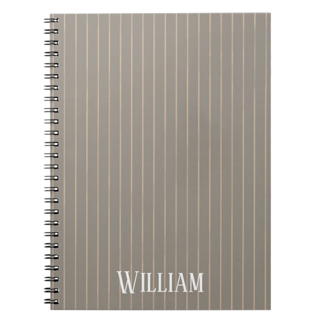 Caderno Espiral Pinstripes bege personalizado (Frente)