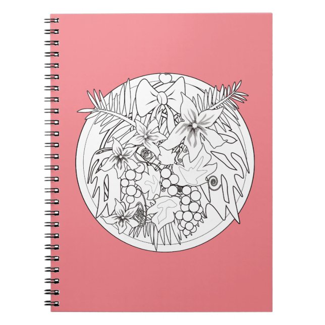 Caderno Espiral Pinte você mesmo um padrão tropical (Frente)