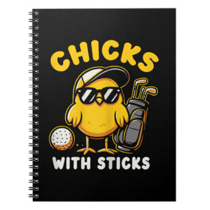 Caderno Espiral Pintinhos Com Sticks Golfer Girl Gol