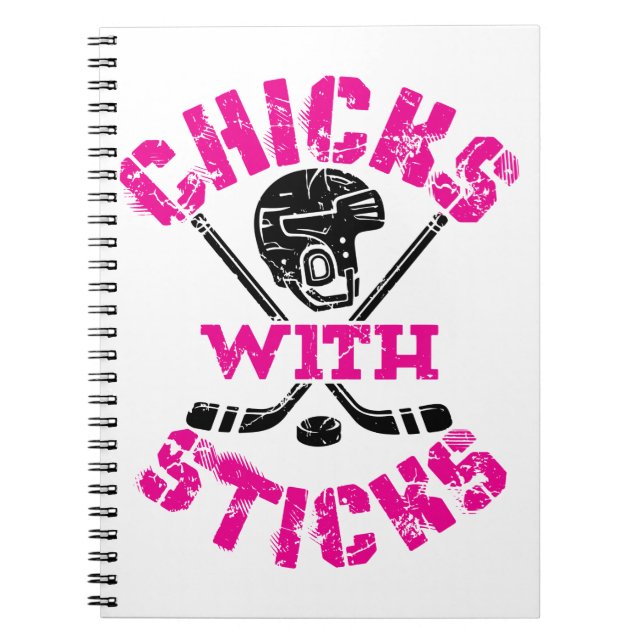 Caderno Espiral Pintinhos com Sticks Hockey Girls (Frente)
