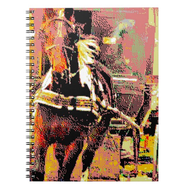 Caderno Espiral Pinto Amish Horse 8 Bits Art (Frente)
