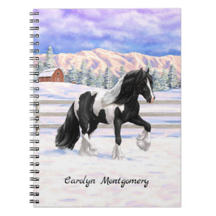 Caderno Espiral Pinto Negro Piebald Gypsy Cavalo de Rascunho de Va