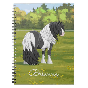 Caderno Espiral Pinto Negro Piebald Gypsy Cavalo de Rascunho de Va