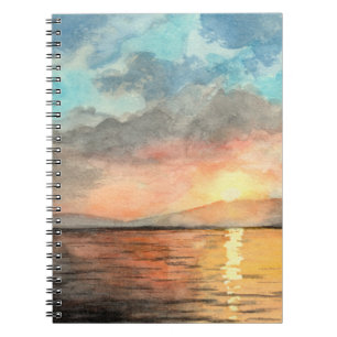Caderno Espiral Pintor aquoso sunset no notebook